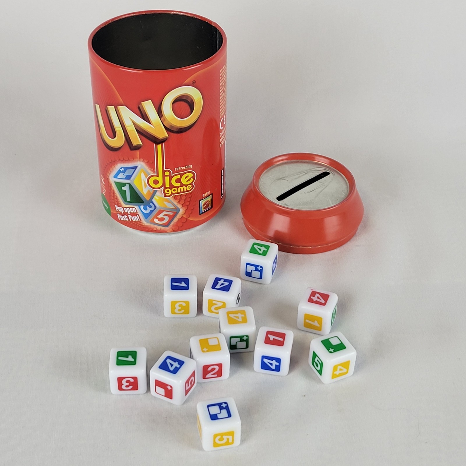 Uno Dice Game 2011 Red Can Pop Open Fast Fun NO Instructions Manual
