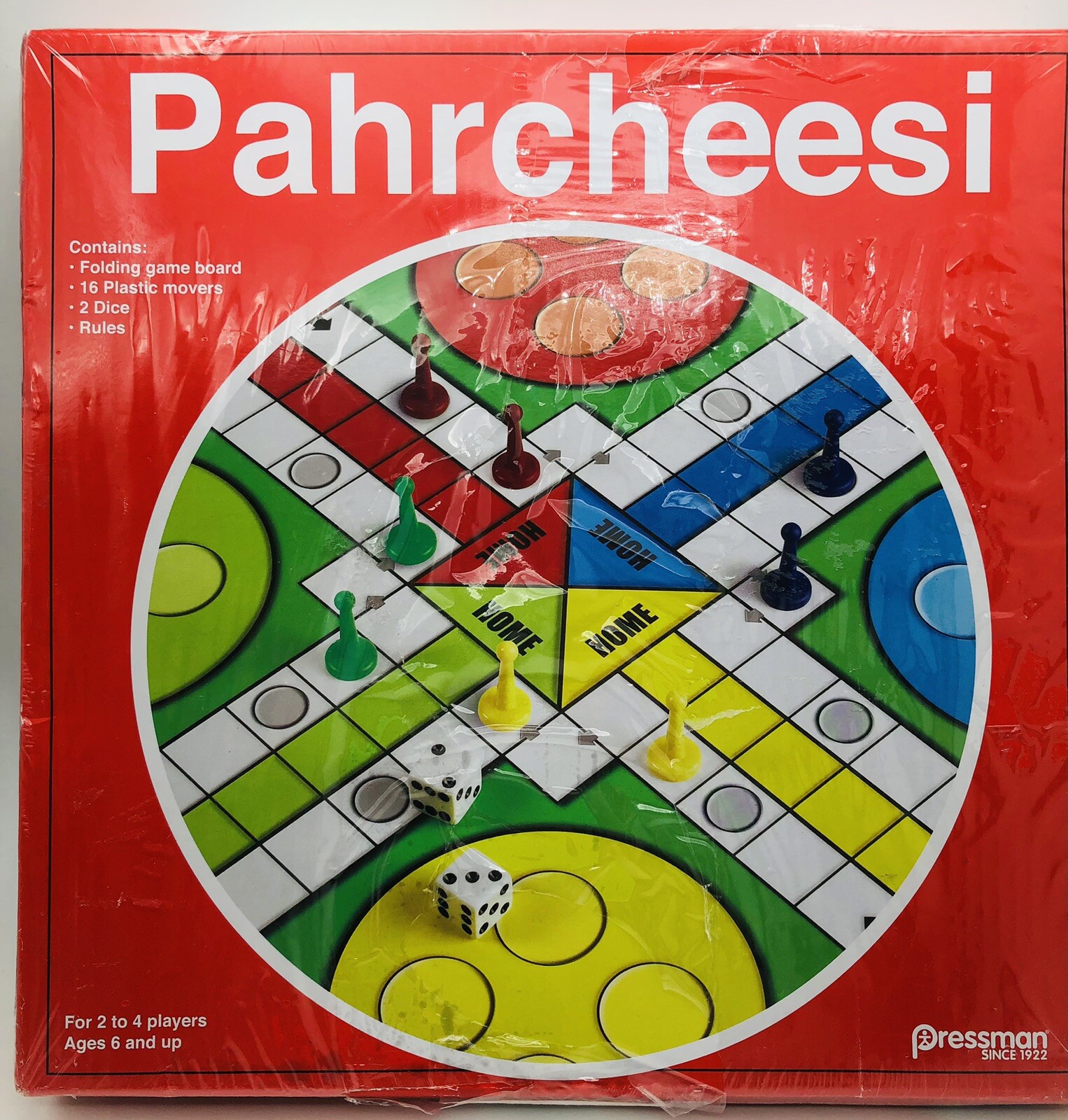 Pressman Toy Parcheesi in Box Classic Board Game Race to Home Ages 6 Up Red