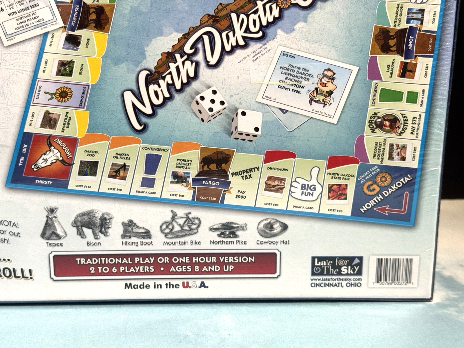 North Dakota-Opoly Monopoly style board Game Celebrating Peace Garden State NEW