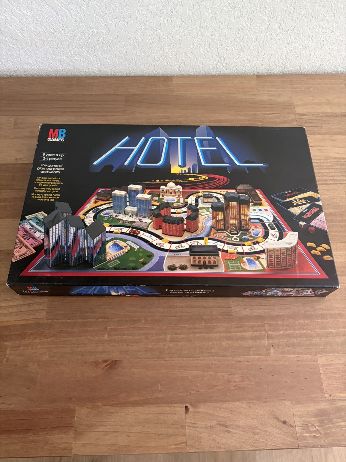 Vintage 1988 HOTEL Board Game Milton Bradley Real Estate Game 100% Complete