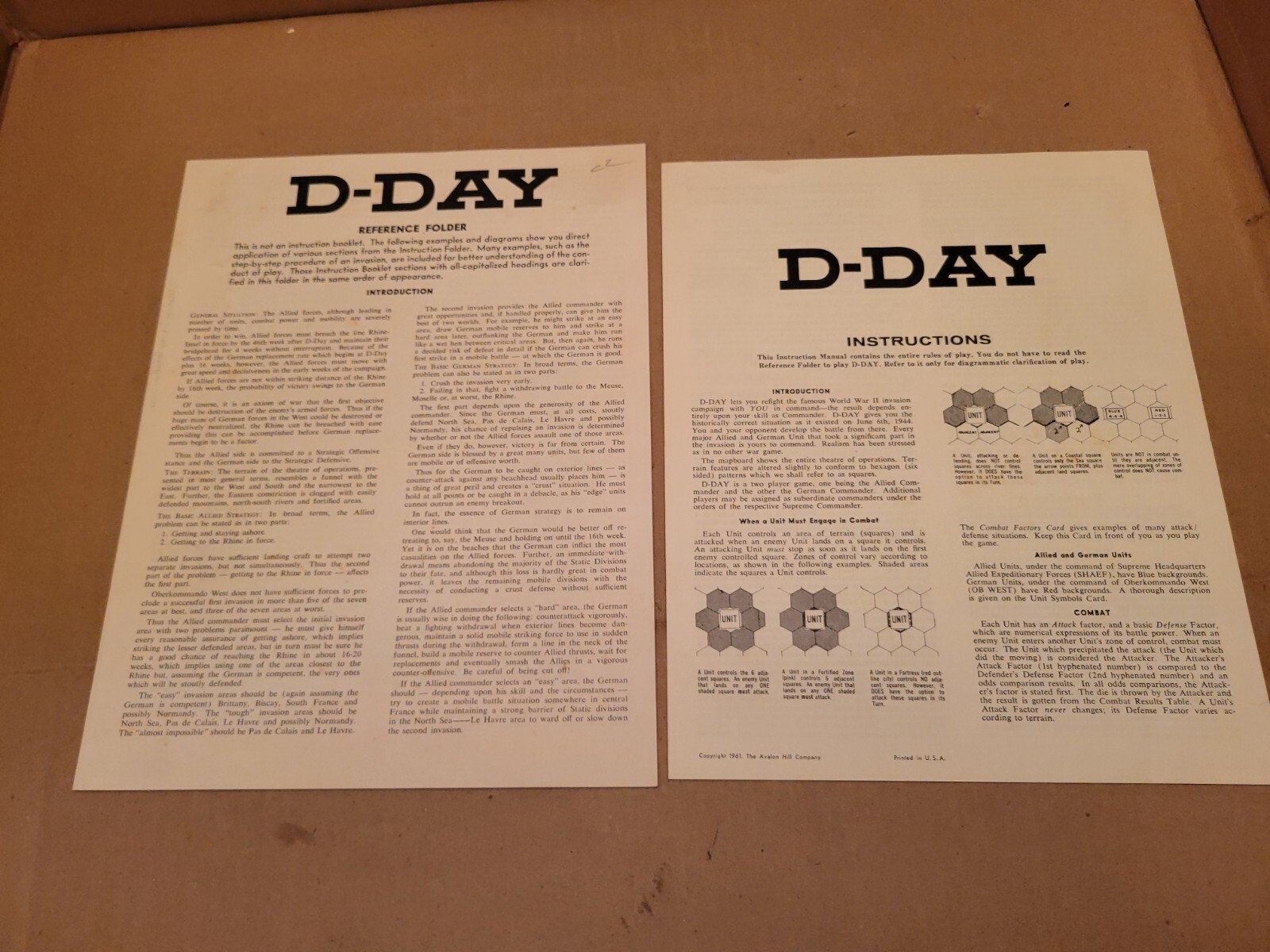 1961 Avalon Hill D-Day 508 World War II Board Game Realistic Tournament Complete