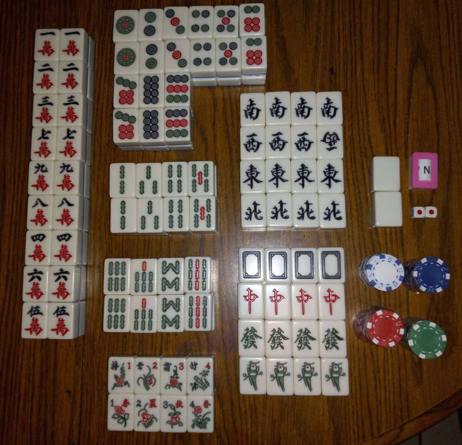 Chinese Mahjong Set X-Large 144 Numbered 1.5″ Tiles Majiang Mah-Jongg in Case