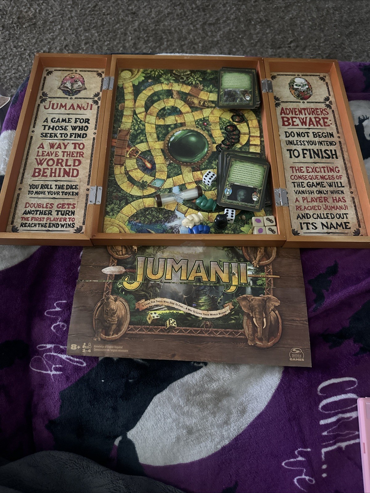 Jumanji The Game Real Wooden Box Edition of the Classic Adventure Game Complete