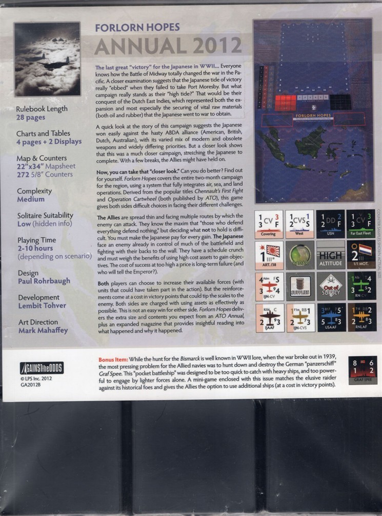 ATO 2012 Annual Deluxe Forlorn Hopes Board Game War Game Boxed Unpunched