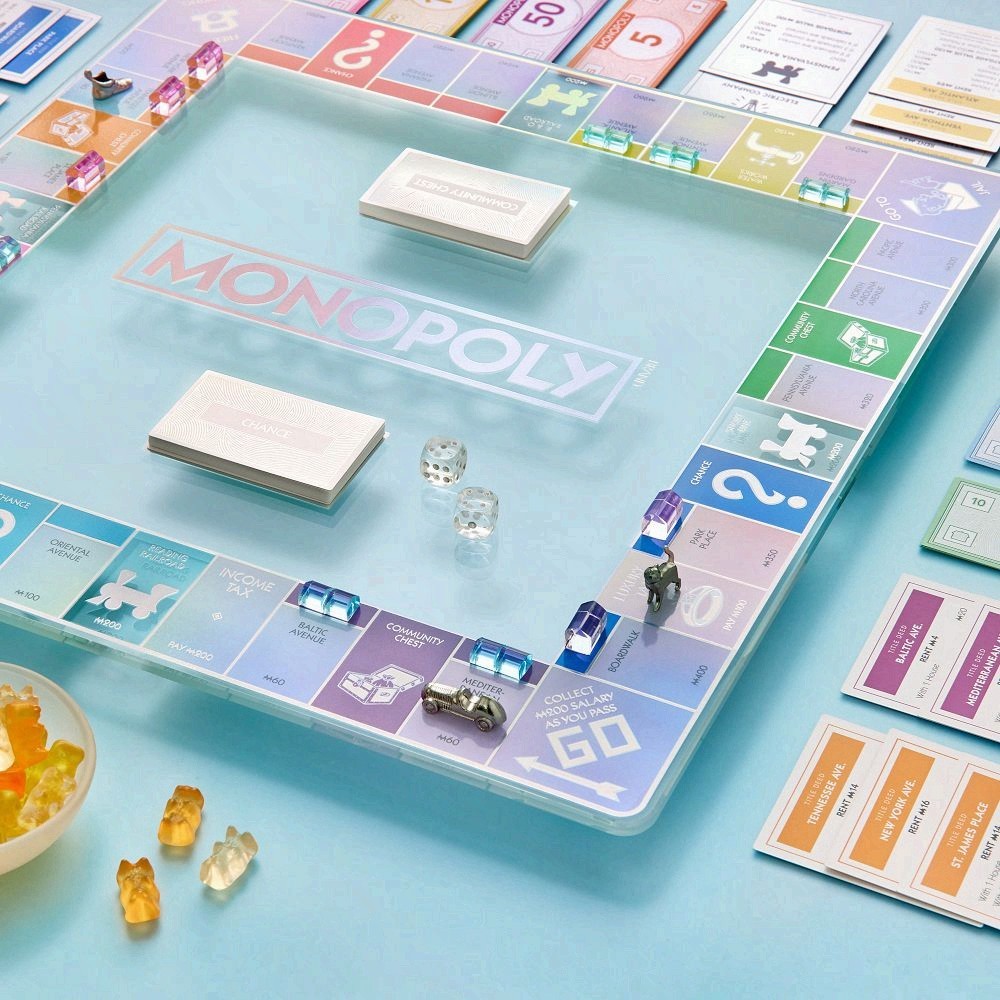 🔥 FREE SHIP Aura Monopoly Game Set Glass Board Luxury Edition Family Gift Game