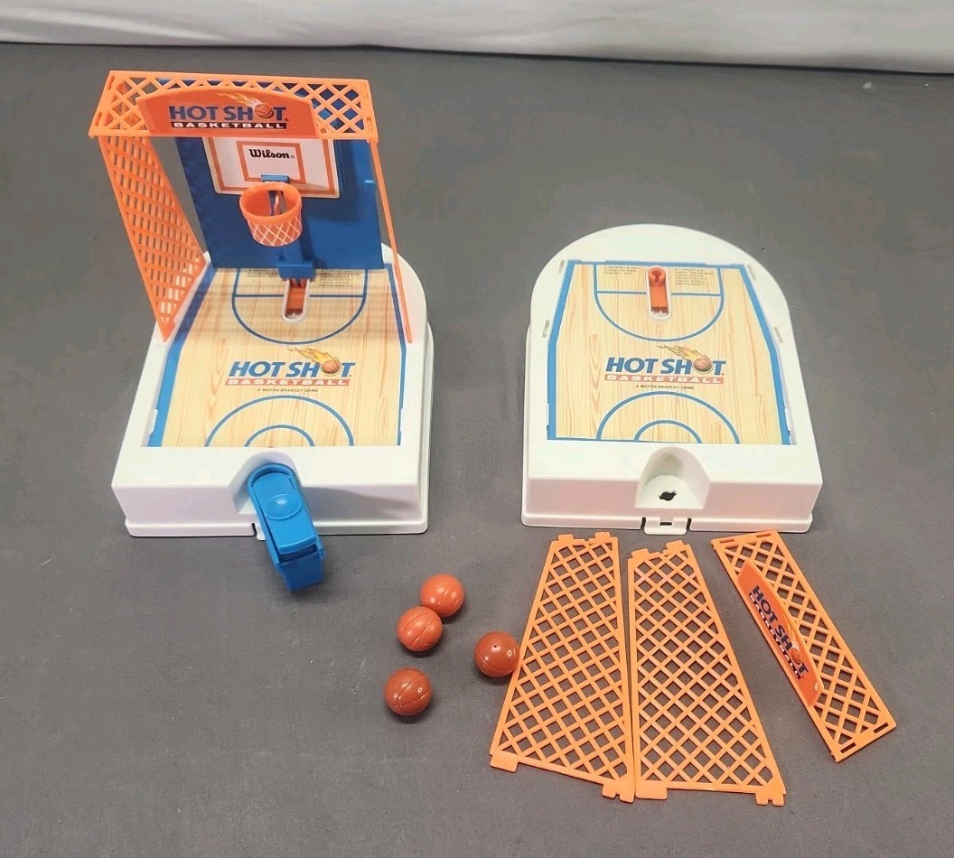 Vintage 1992 Milton Bradley Hot Shots Basketball Travel Game With Extra Pieces.