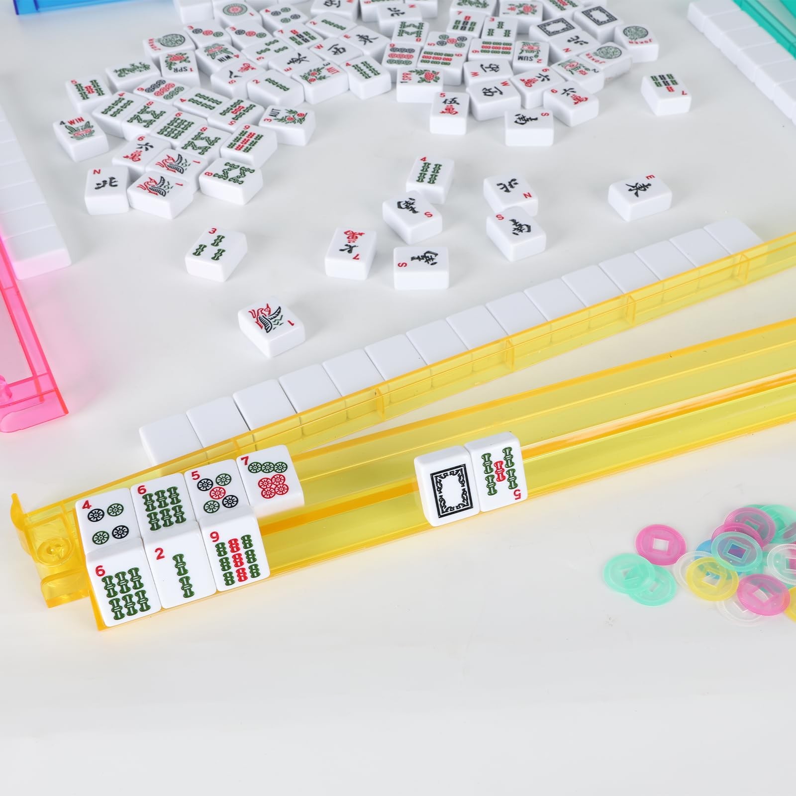 American Mahjong Tiles Set with Mah Jong 9 inches by 20 inches, Black
