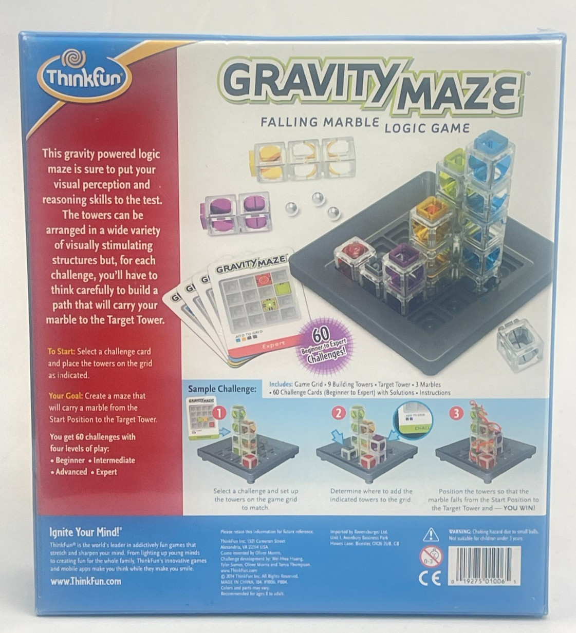 Gravity Maze Board Game Logic Puzzle Towers Marble 60 Challenge Cards New Sealed