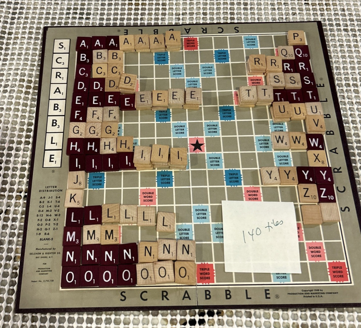 Scrabble Game SelRight 1965-70 Burgundy and Natural 140 Tiles No Racks
