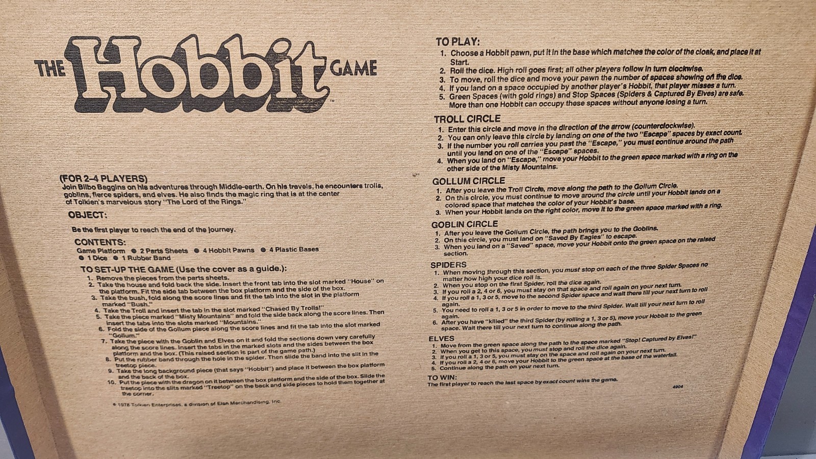 The Hobbit Game 1978 – Milton Bradley Board Game Vintage Complete *Never Played*