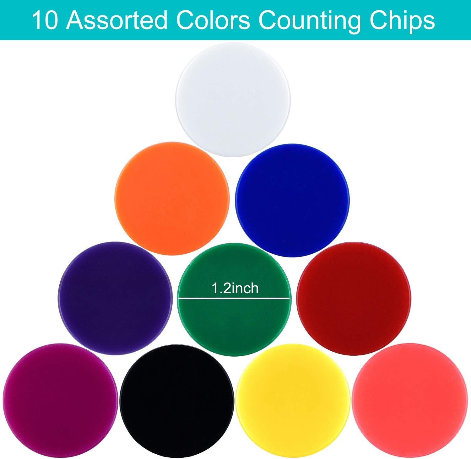 Coopay 200 Pieces 10 Colors 1-1/5 inch Plastic Learning Counters 10