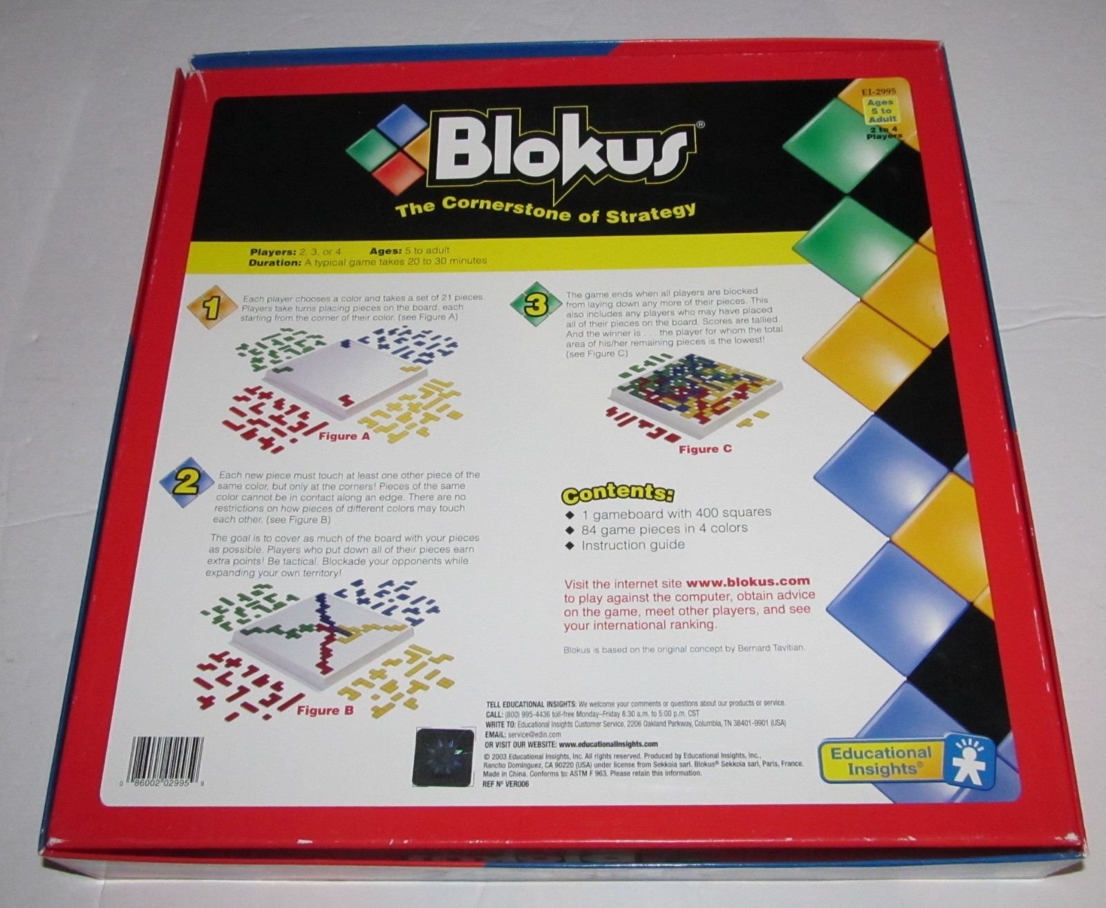 Blokus 2005 Strategy Family Board Game, Educational Insights NEW in OPEN Box