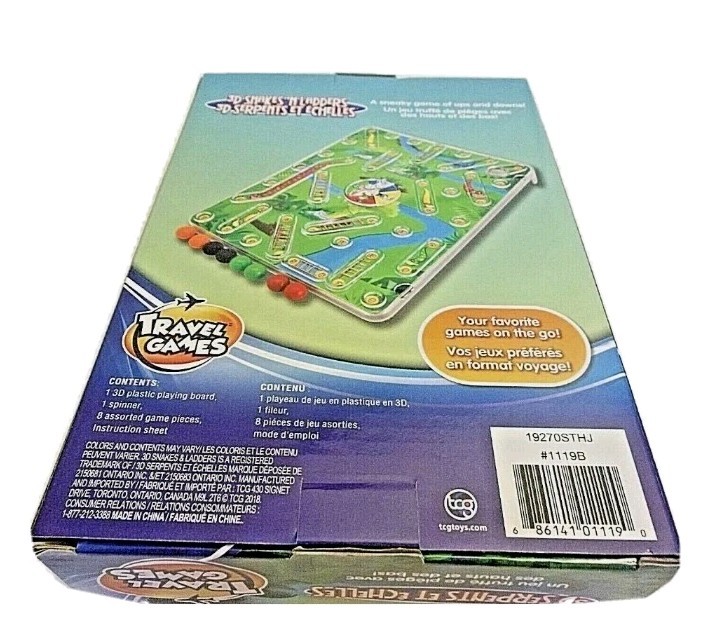 3D Snakes & Ladders Travel Size Family Board Game