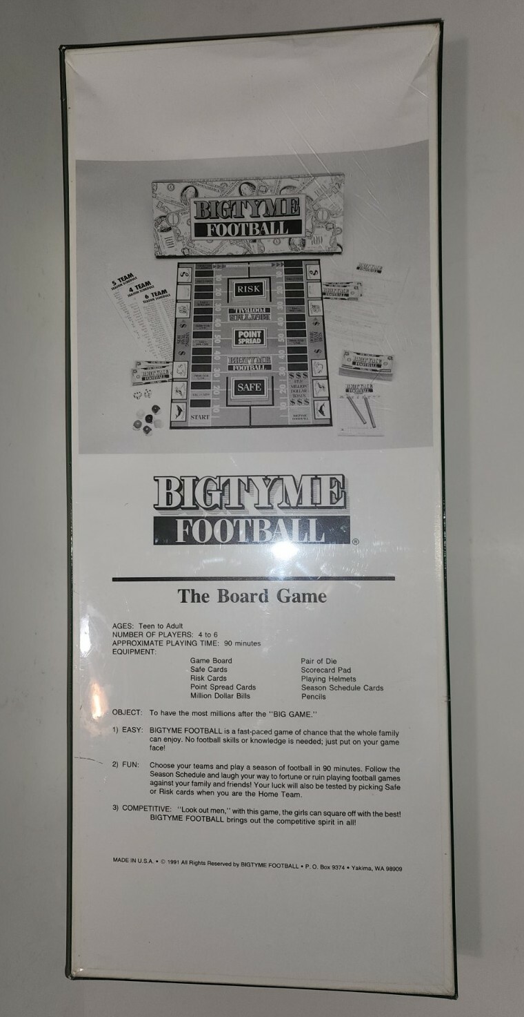 1991 RARE BIGTYME FOOTBALL The Board Game New/Sealed ~Teen to Adult Game Day Fun