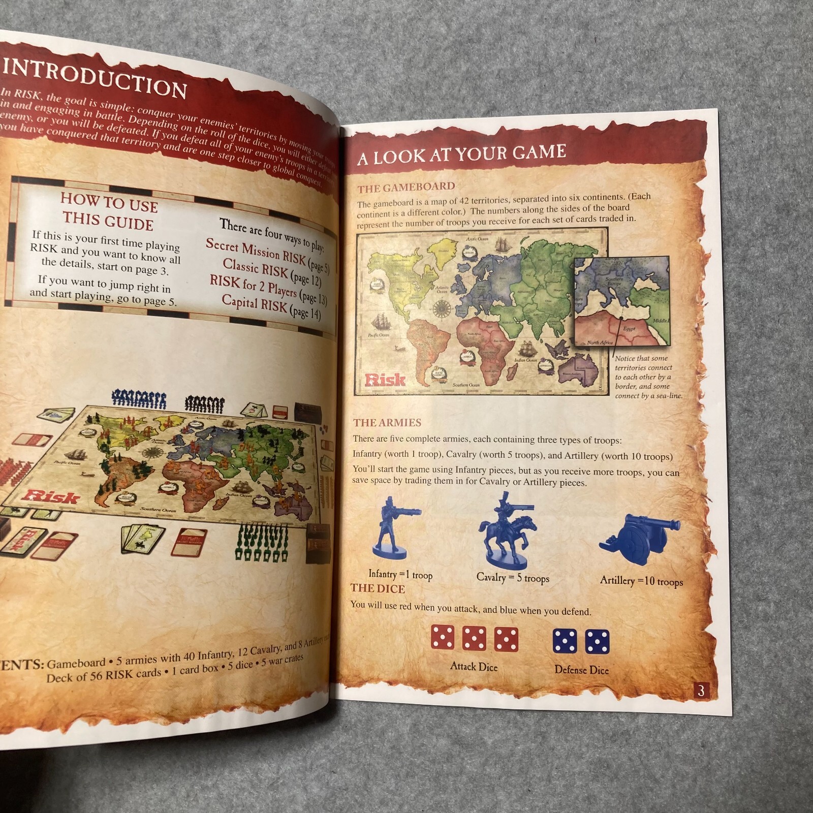 Risk Board Game by Hasbro 2015 Parts Replacement Instruction Manual Only