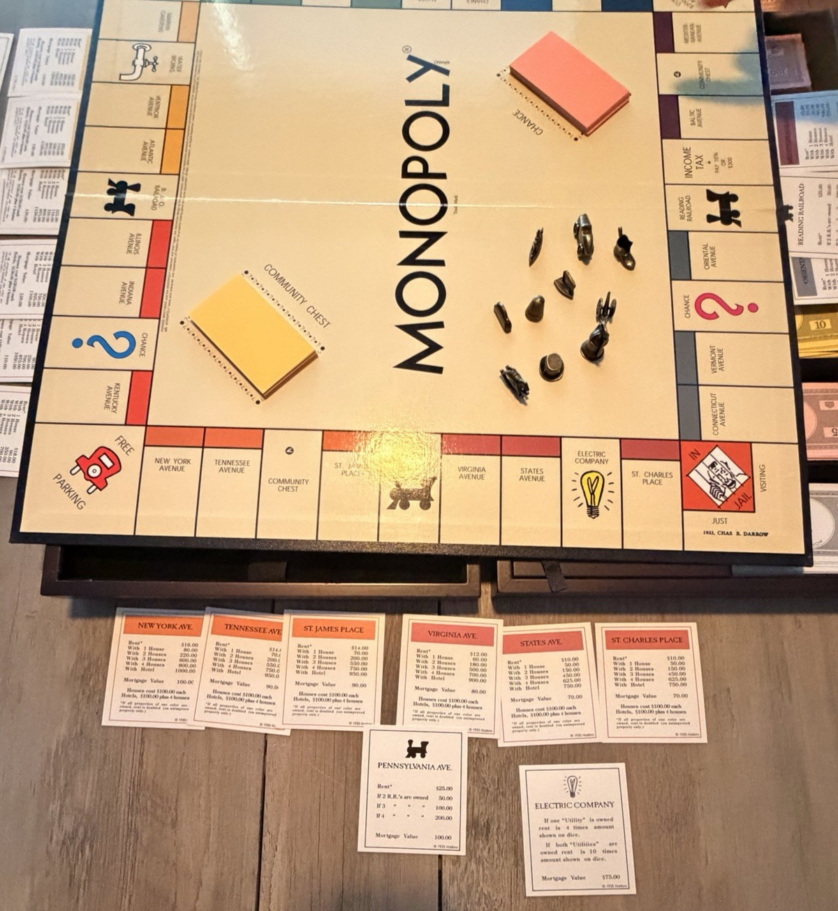 Monopoly Deluxe First Edition 1935 Reproduction 2005 Wooden Case Complete PB