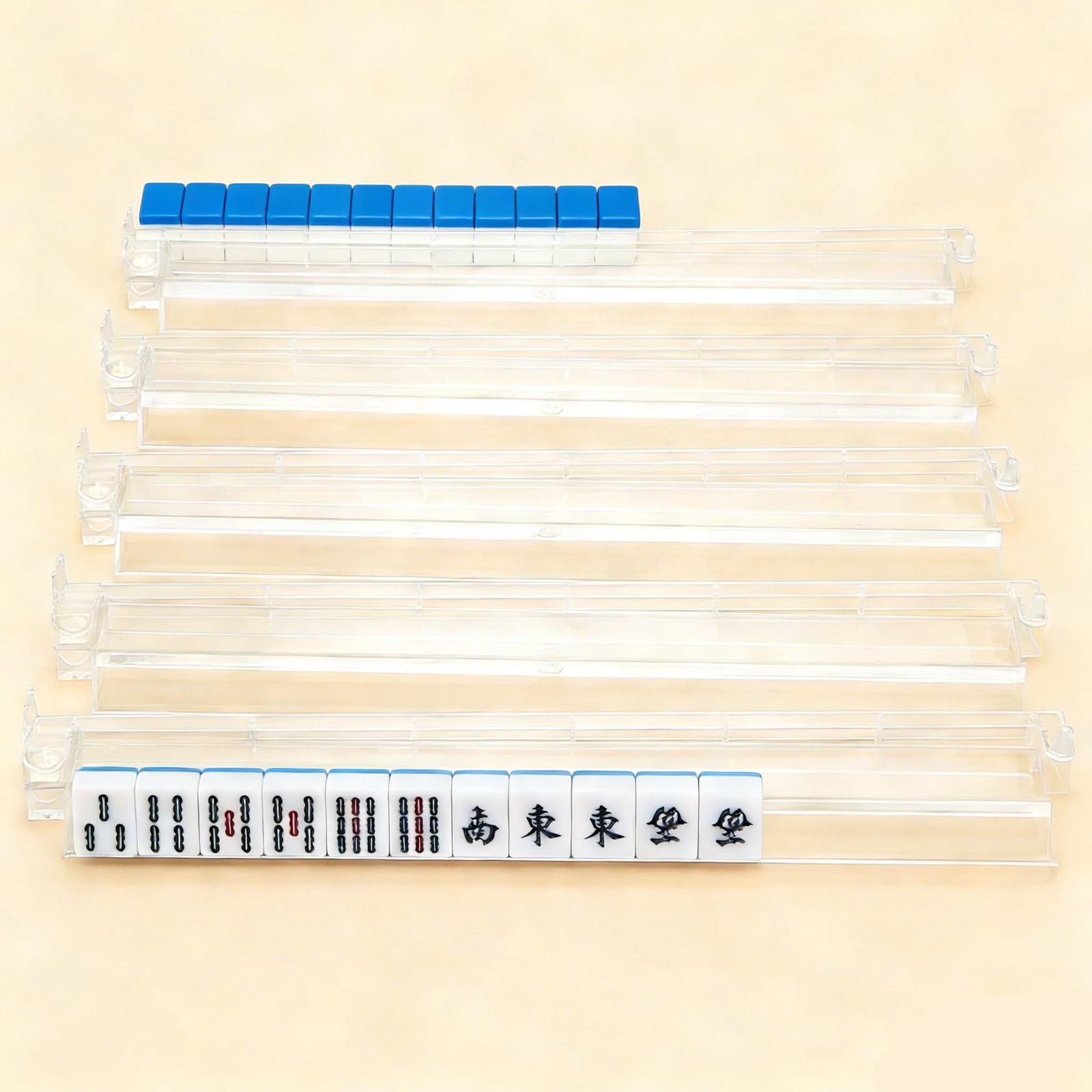 HBLEDOT Mahjong Racks with Pushers, Convenient Rotating OnePiece Mahjong Push…