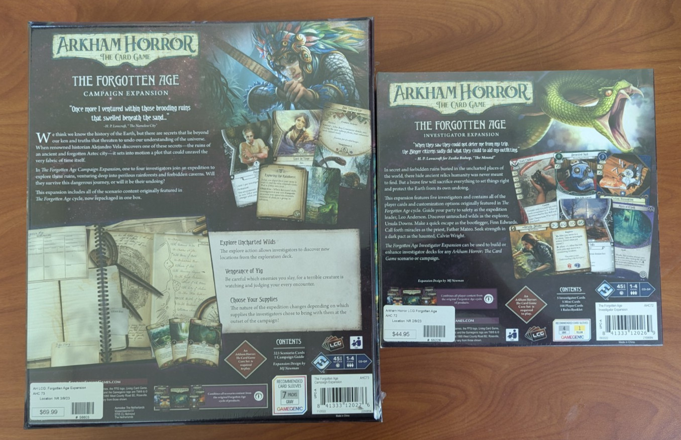 Arkham Horror LCG The Forgotten Age Campaign + Investigator Expansion NEW