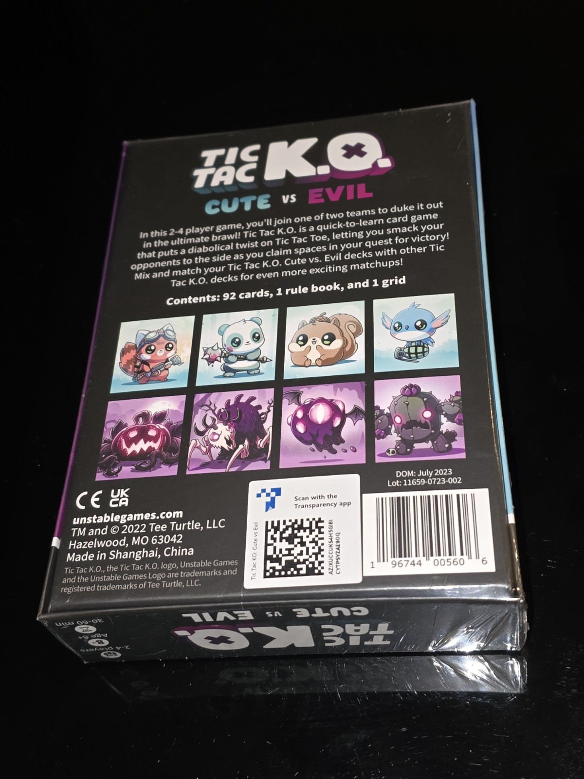 Tic Tac KO Cute vs Evil Card Game 8+ K.O. 2-4 Players Unstable Games NEW