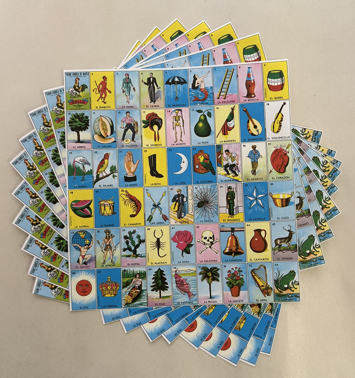 New DON CLEMENTE Mexican Loteria Bingo 10-Pack Paper Sheets