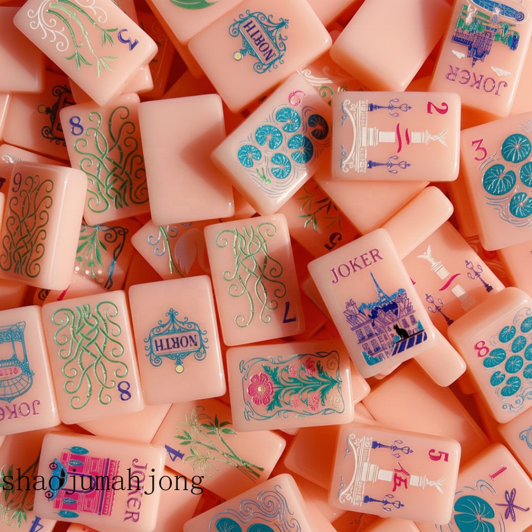 American Mahjong Tiles, 160 Lilac Acrylic Engraved Layered,Candy Pink