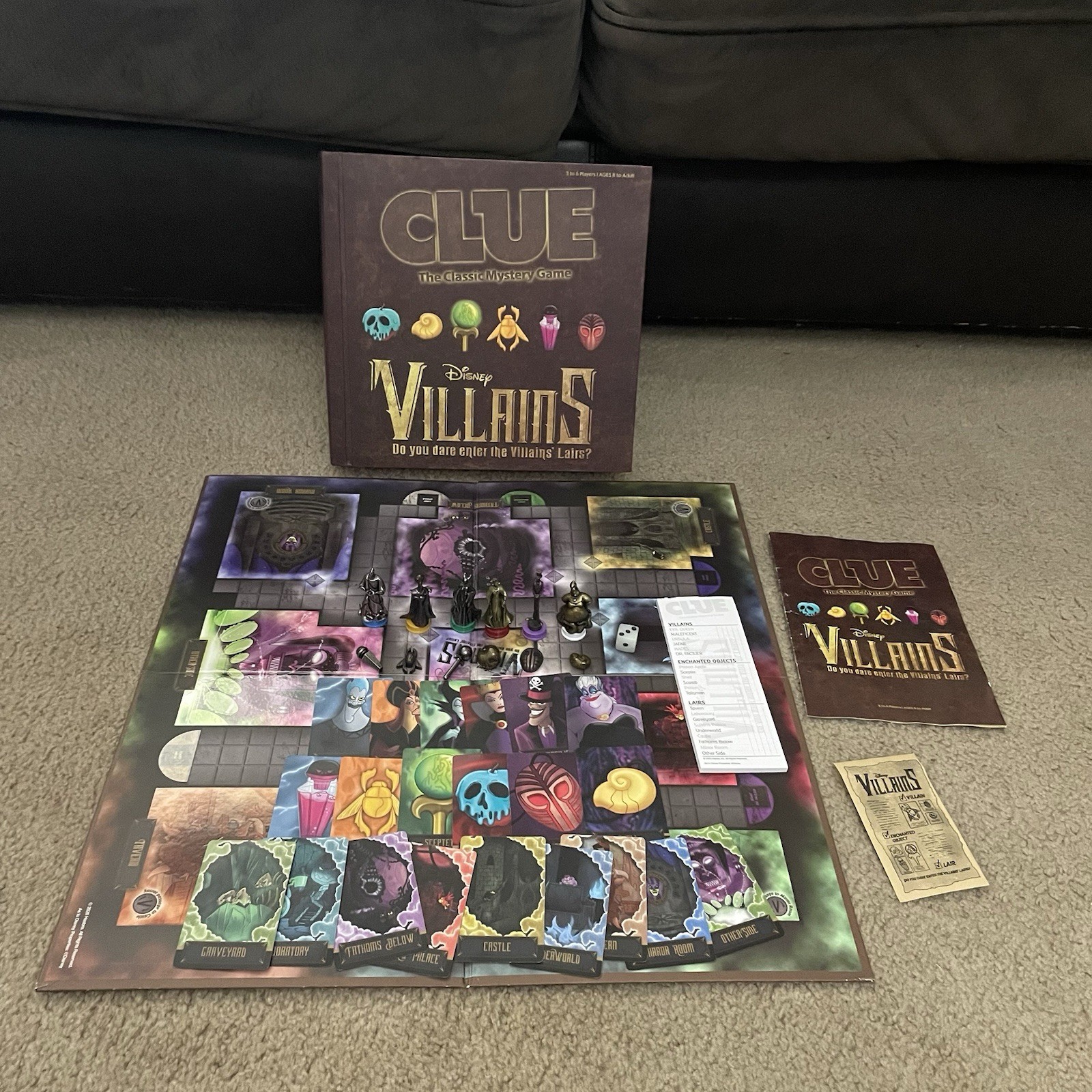 Disney Parks Edition Clue Villains Board Game Hasbro Exclusive COMPLETE