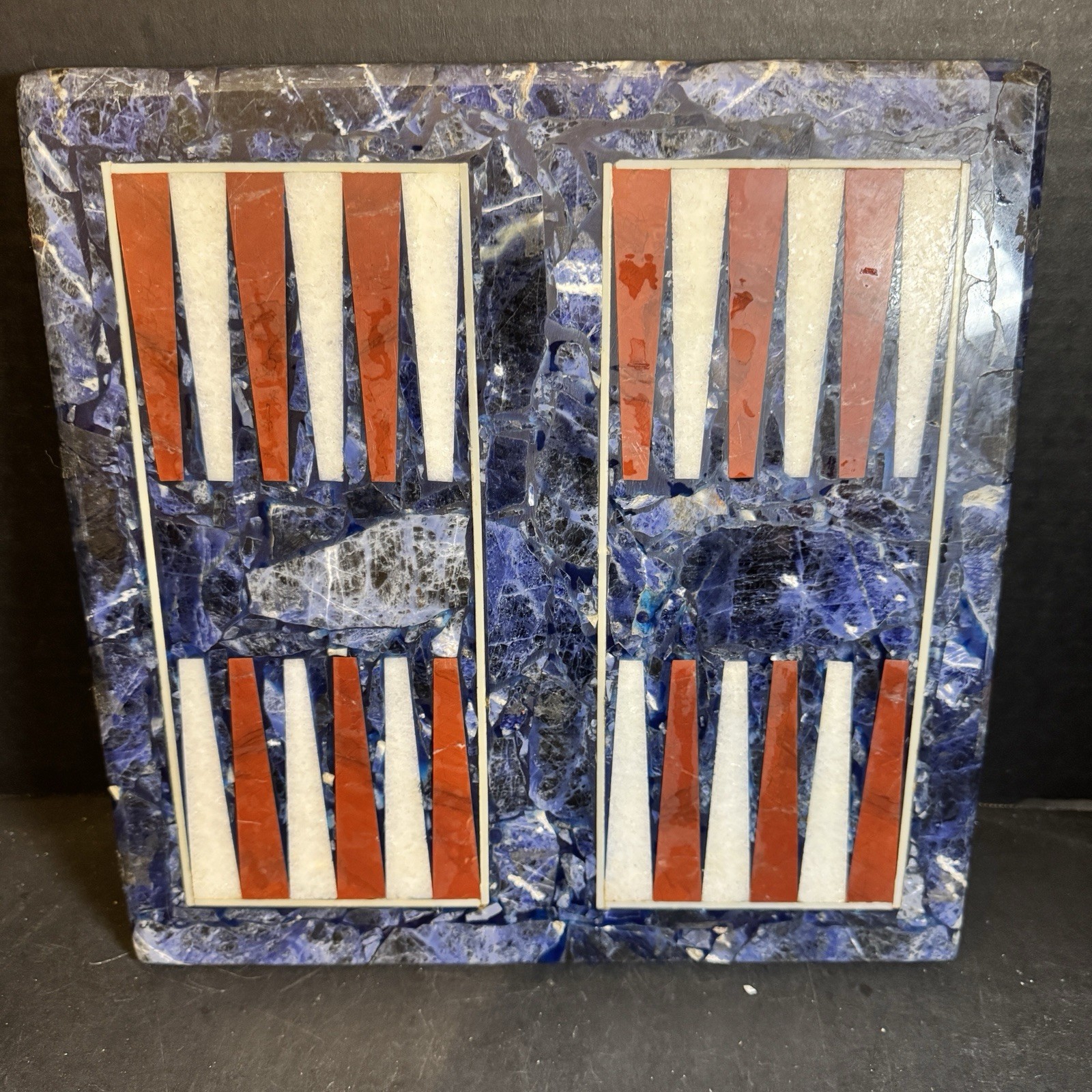 Marble? Backgammon Game Board, patriotic red white and blue [Item 0310]