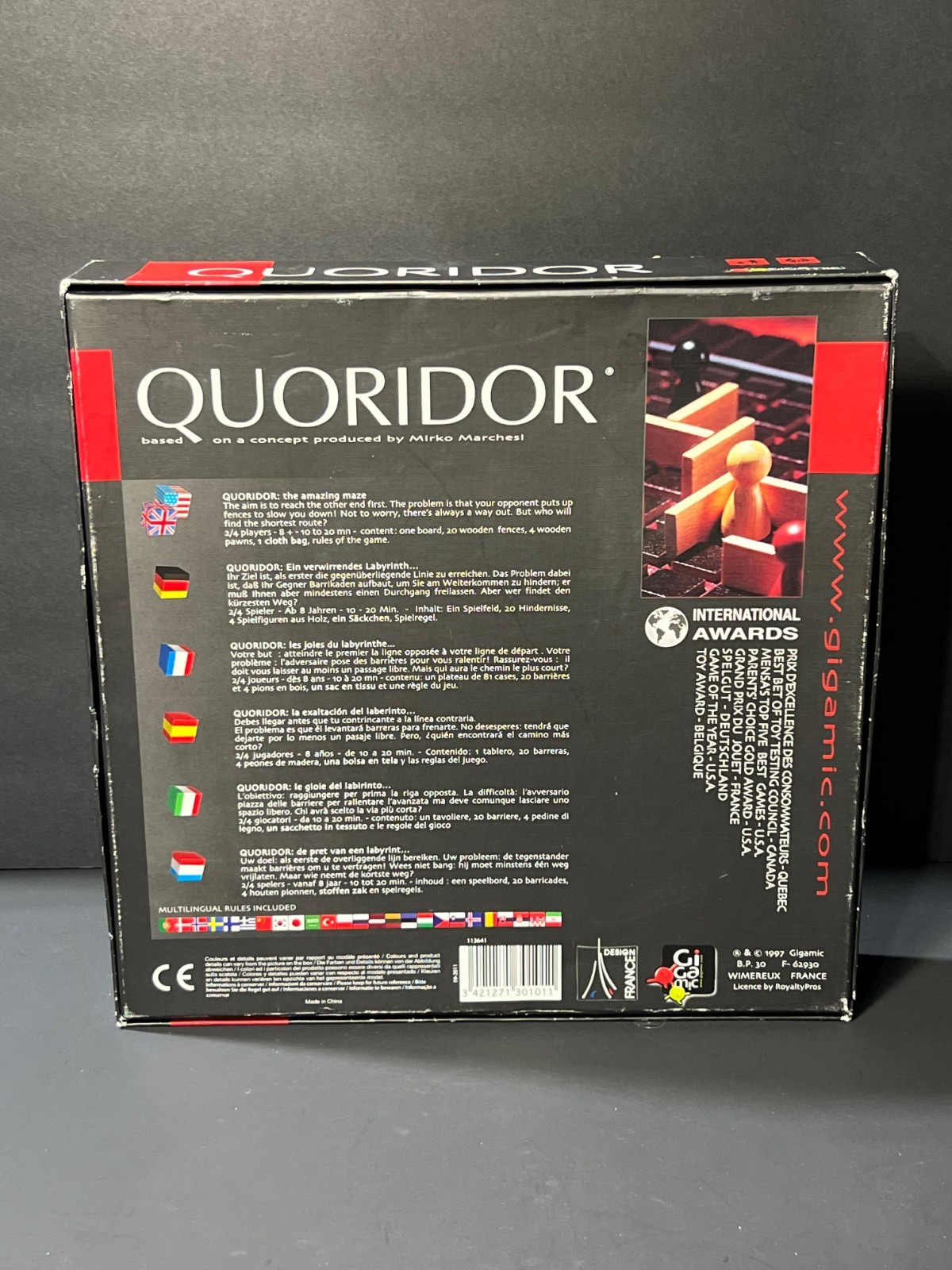 Quoridor Game Wood Pieces Gigamic 1997 Mirko Marchesi With Instructions COMPLETE