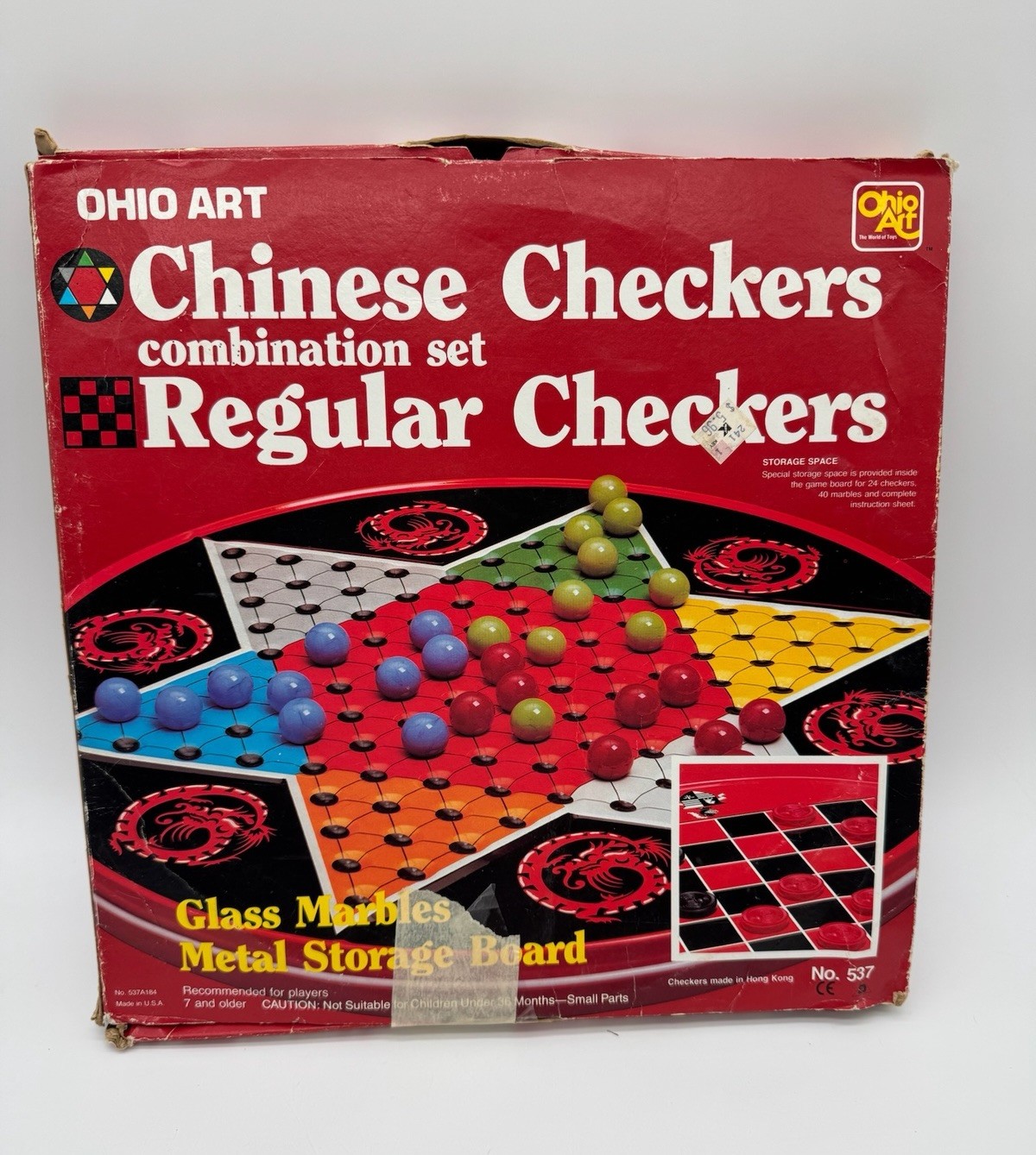 VINTAGE Ohio Art No. 537 Combination Chinese Checkers Regular Checkers Game READ