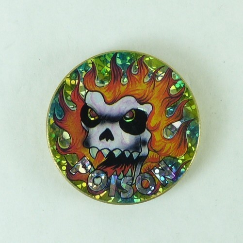1/4″ Thick 2.5oz Heavy Brass Double Sided Pogs Slammer Poison Skull Yin Yang