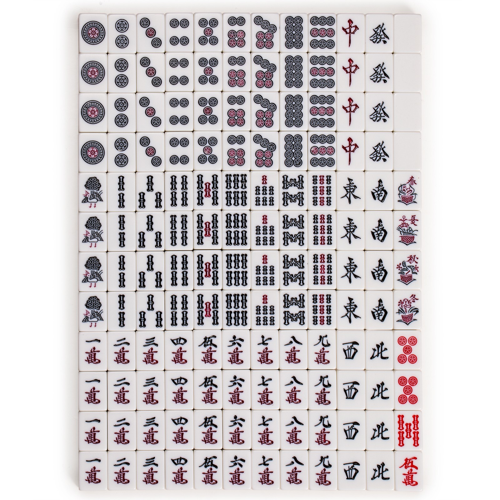 Japanese Riichi Mahjong Set with Standard Size Tiles and Black Vinyl Case