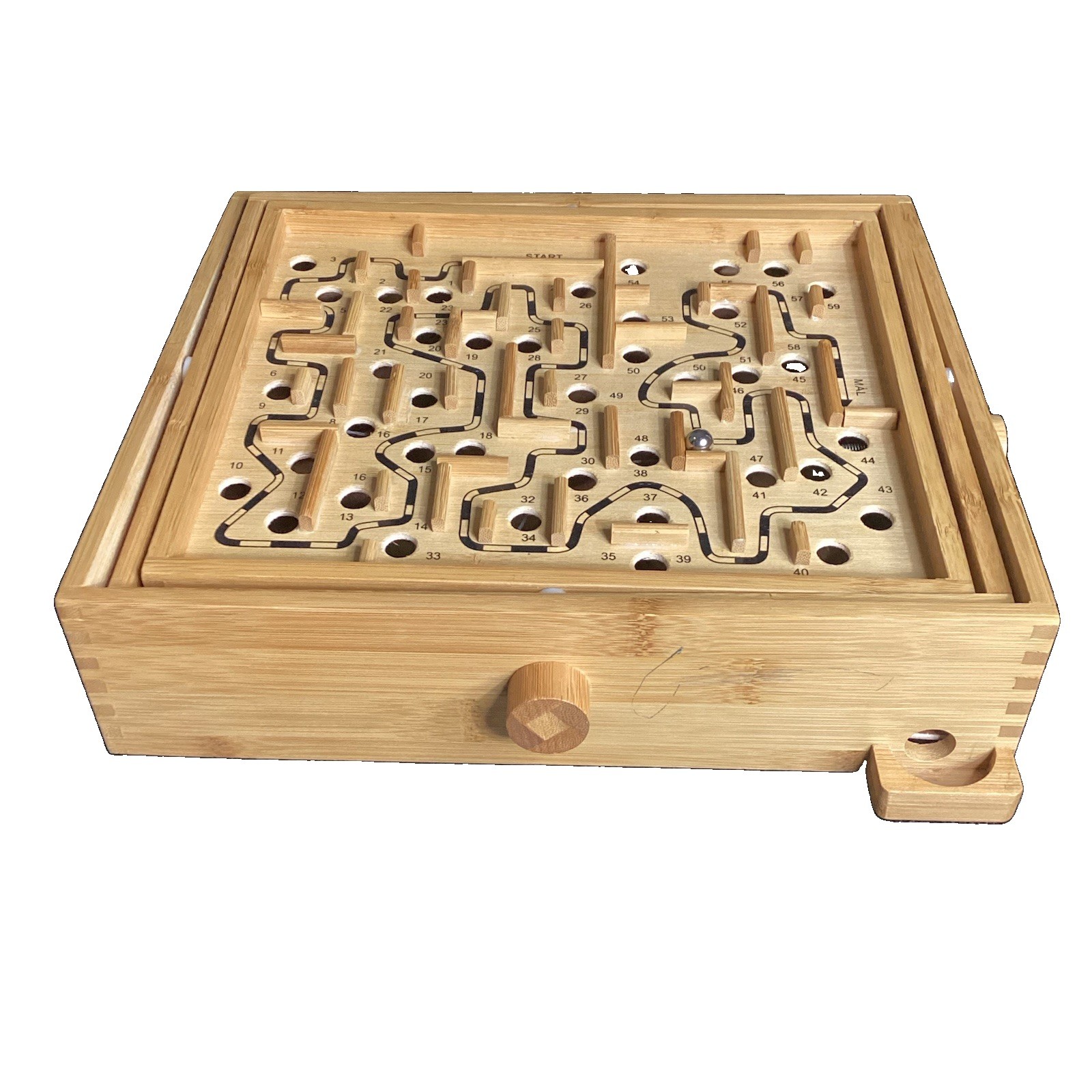 Cardinal Bamboo Labyrinth Wooden Maze Puzzle Game Skill Dexterity Marble 1 Ball