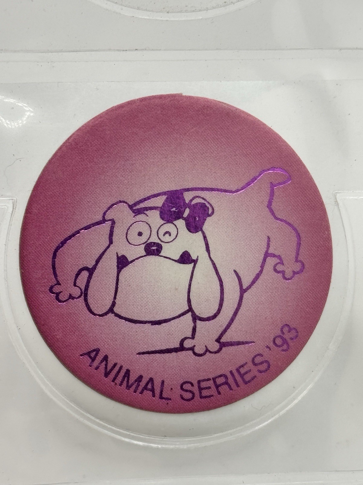 Vntg POG 1993 Animal Series ‘93 Bulldog Pink Korea Bow Tie Cap Milk Top HTF RARE