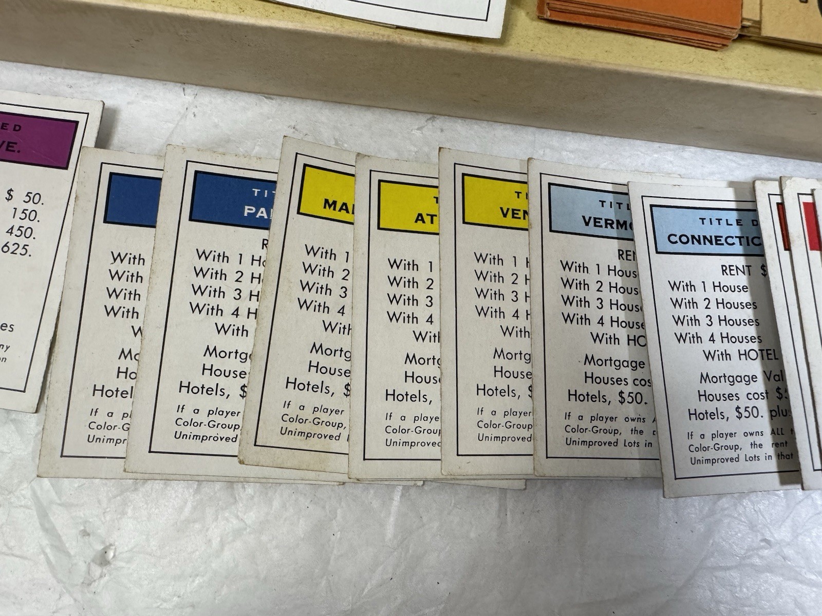 Vintage 1954 Monopoly Game Yellow Box Wooden Tokens Incomplete. See Description.