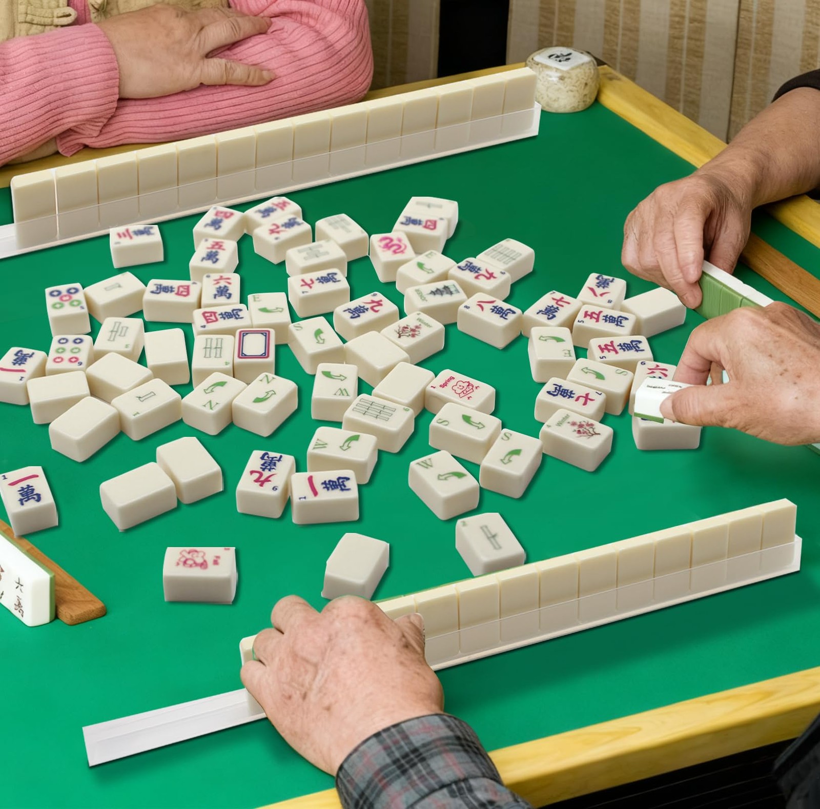 Mini American Mahjong Tile Set Include 166 0.8 Inch Mahjong Tiles 4 Dice 4 Ra…