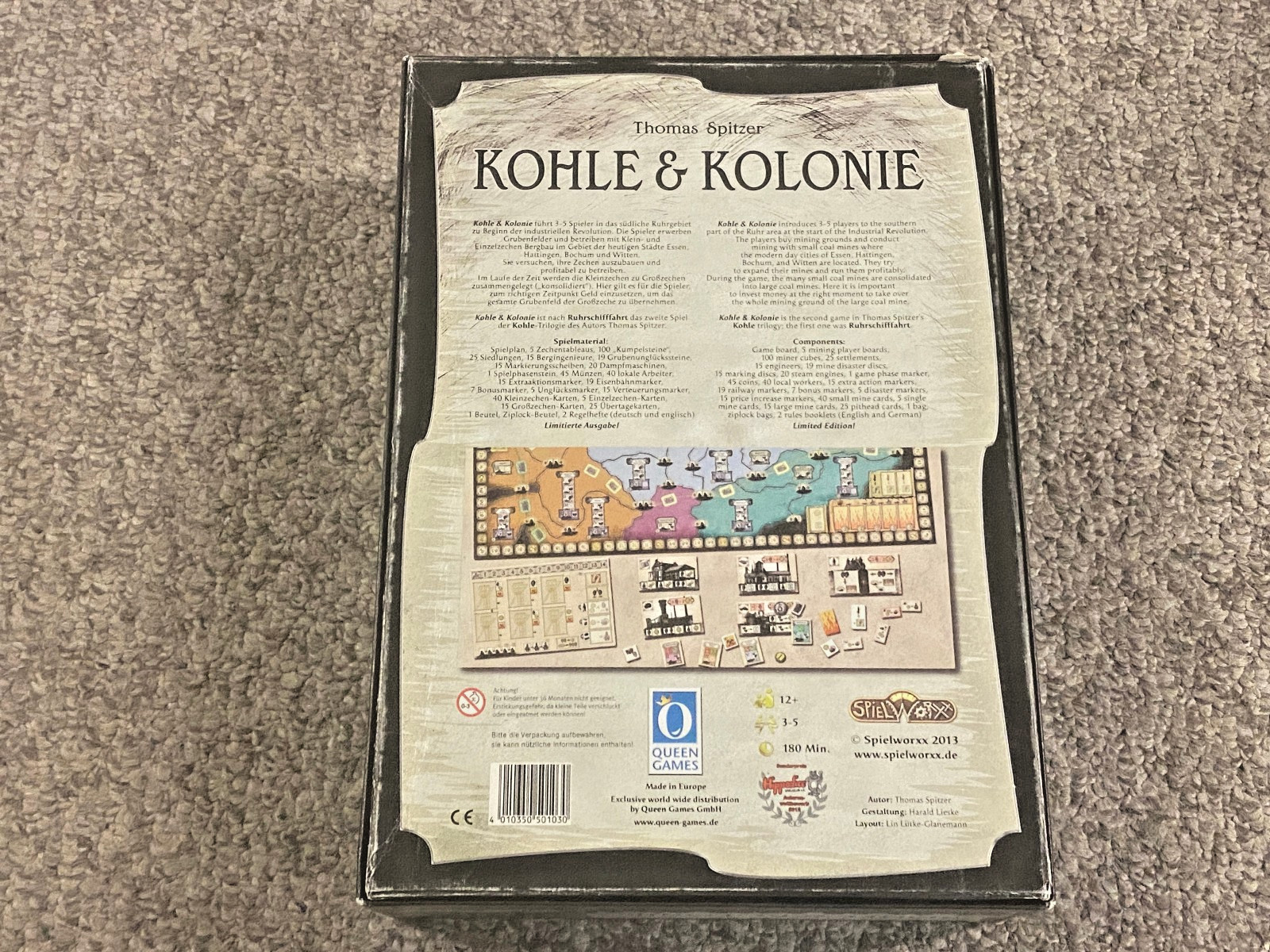 Kohle & Kolonie (1st Edition) – Spielworxx 2013 – Box Damaged / No Rulebook