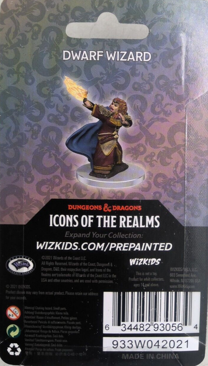 DUNGEONS & DRAGONS ICONS PREMIUM MINIATURES ~ DWARF FEMALE WIZARD