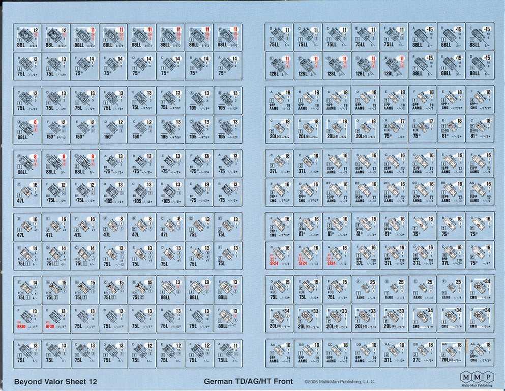 ASL countersheet, Beyond Valor 3rd ed., German AG, TD & HT, 2015, MMP