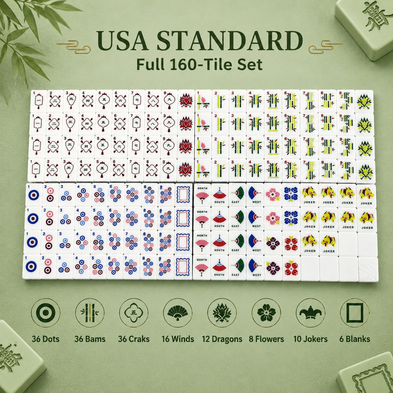 Luxury Mahjong Tile Set 160PCS – Full American Standard Game Pack