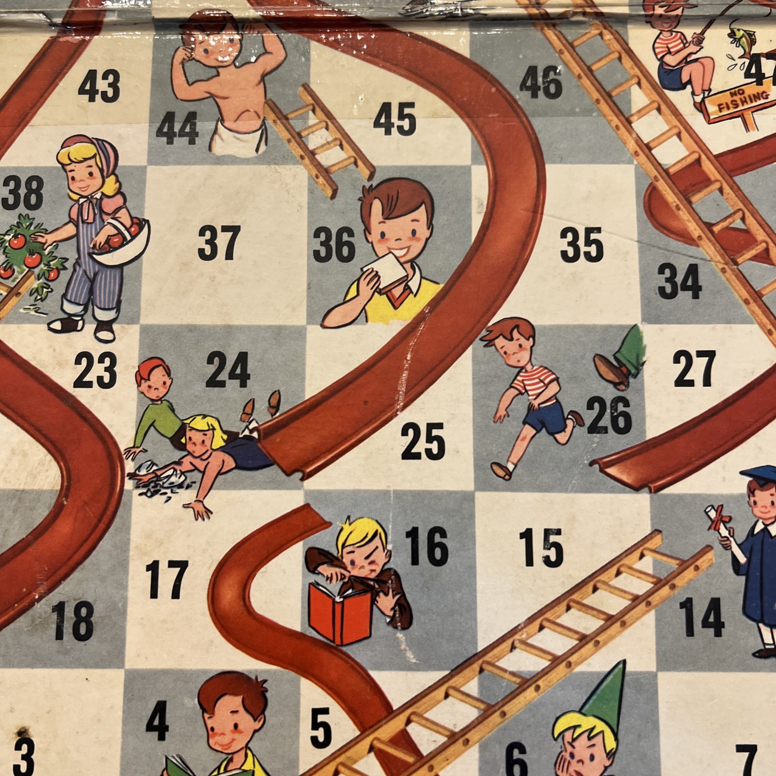 VTG 1950s CHUTES and LADDERS Board Game No 4600 Milton Bradley BOARD ONLY *Read*