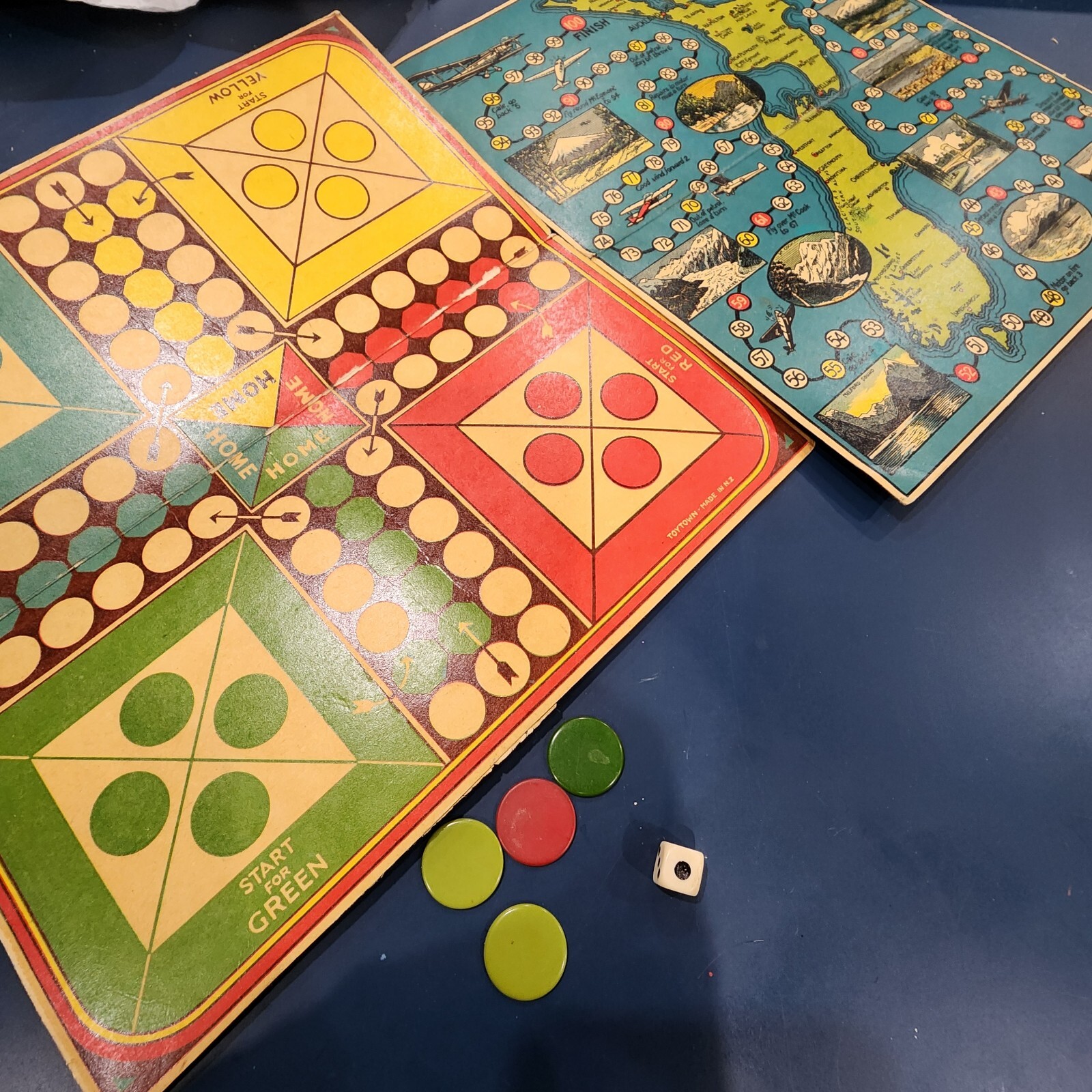 Vintage LUDO Aeroplane Race round New Zealand Toytown Board Only RARE