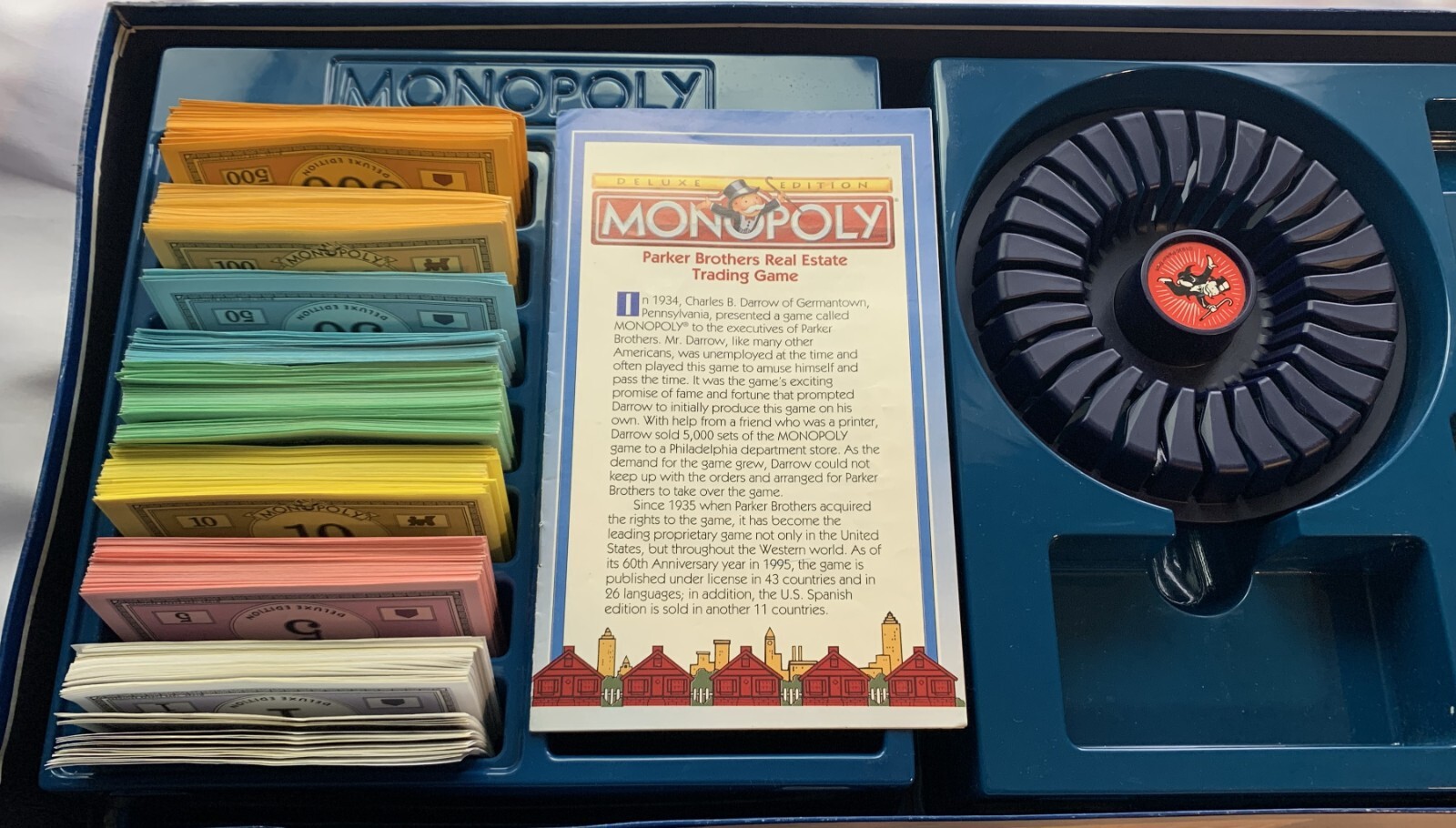 1995/98 Deluxe Monopoly Game (Long Box) Parker Brothers Complete Very Good Cond