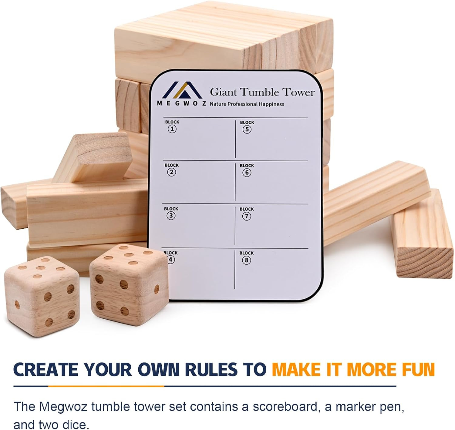 Giant Tumble Tower Games for Kids and Adults 57 Blocks New Zealand Pine Wooden B