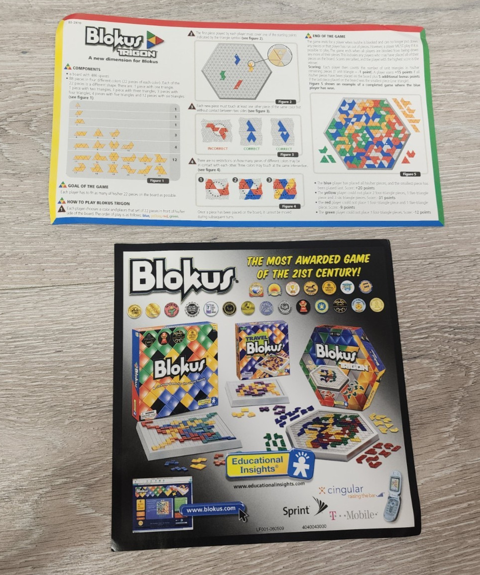 Blokus Trigon EI-2970 Board Game 2006 Educational Insights 100% Complete