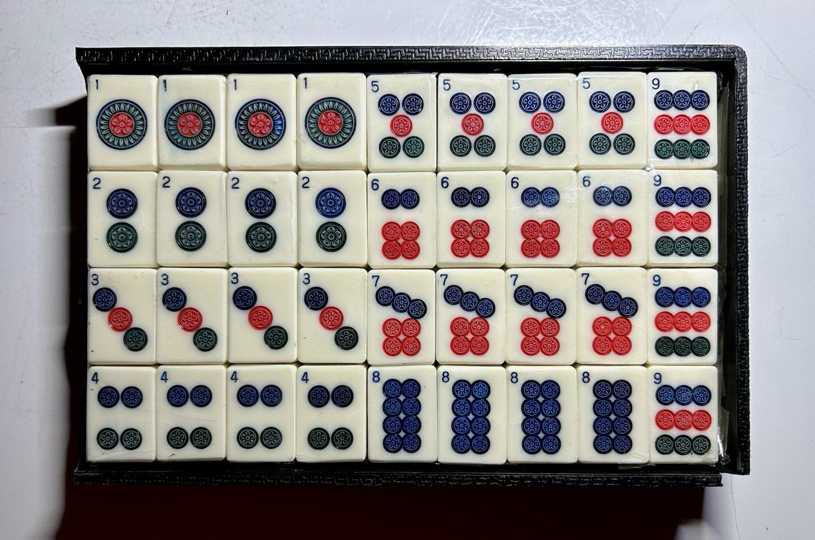 Vintage Japanese Phenolic & Bamboo Mah Jong Set & Case 144 Tiles
