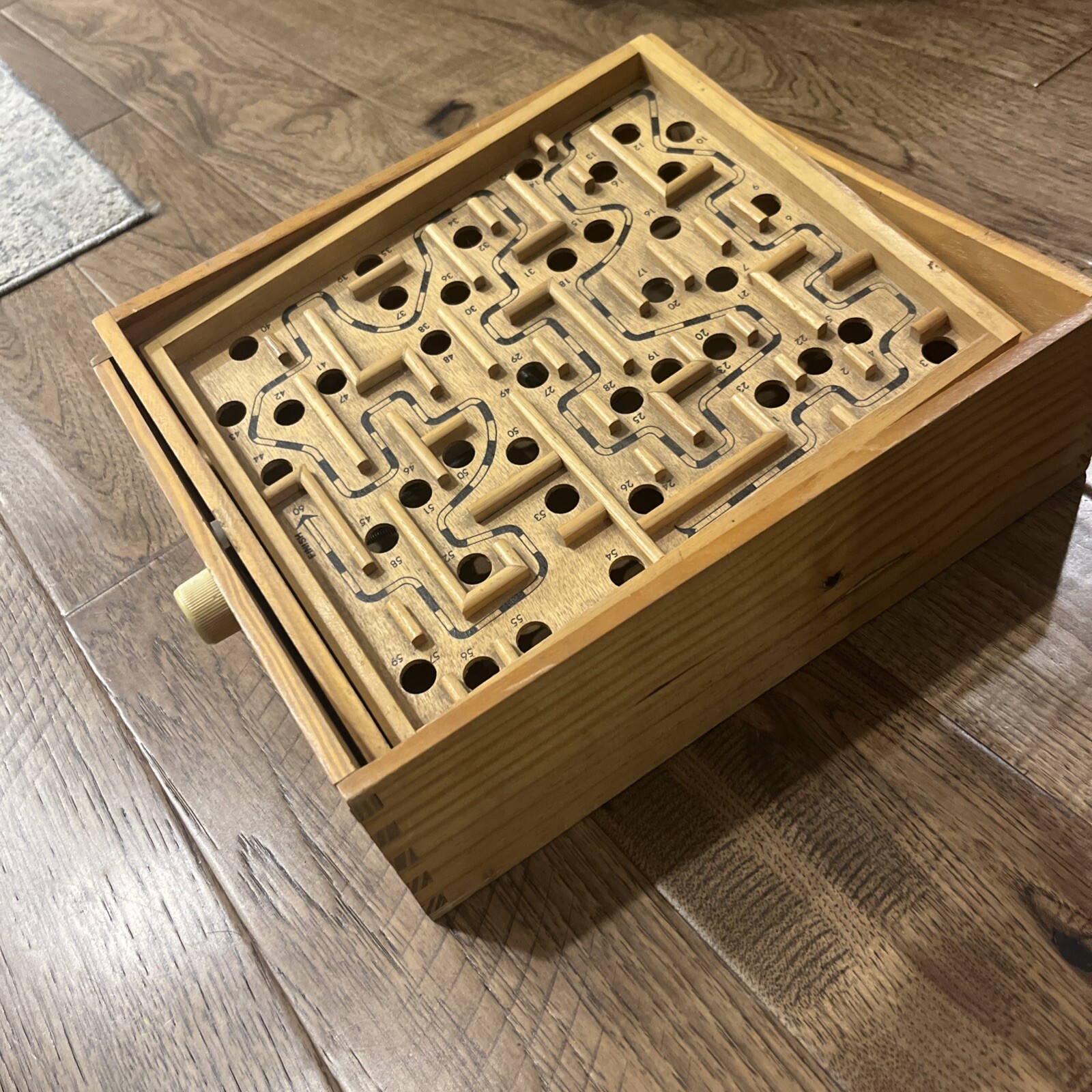 Vintage Labyrinth Wooden Tilting Maze Puzzle Game Marble Included! W/O Box