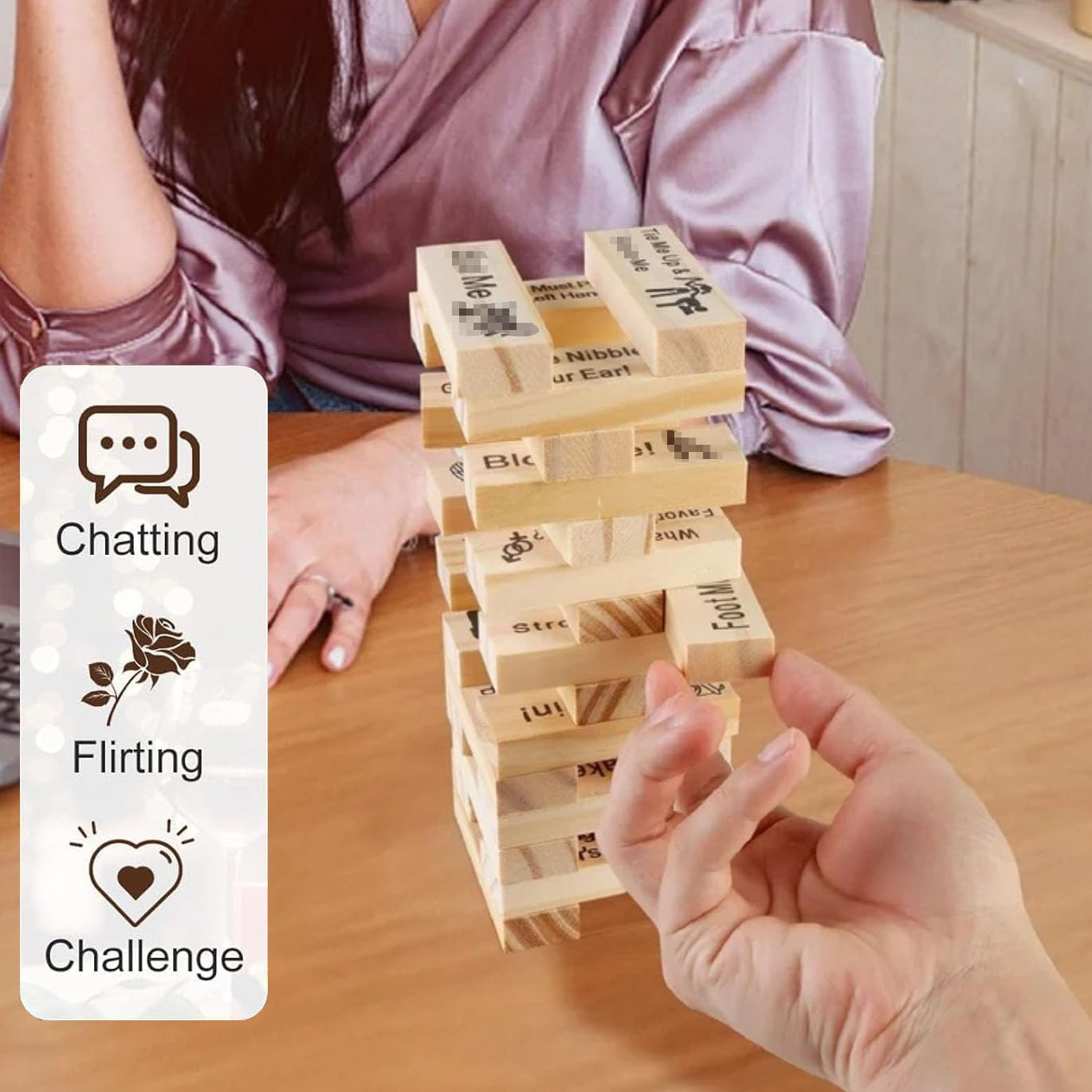 48Pcs Super Naughty Block Tower Game, Couple Adult Valentine Tumbling Tower Bloc