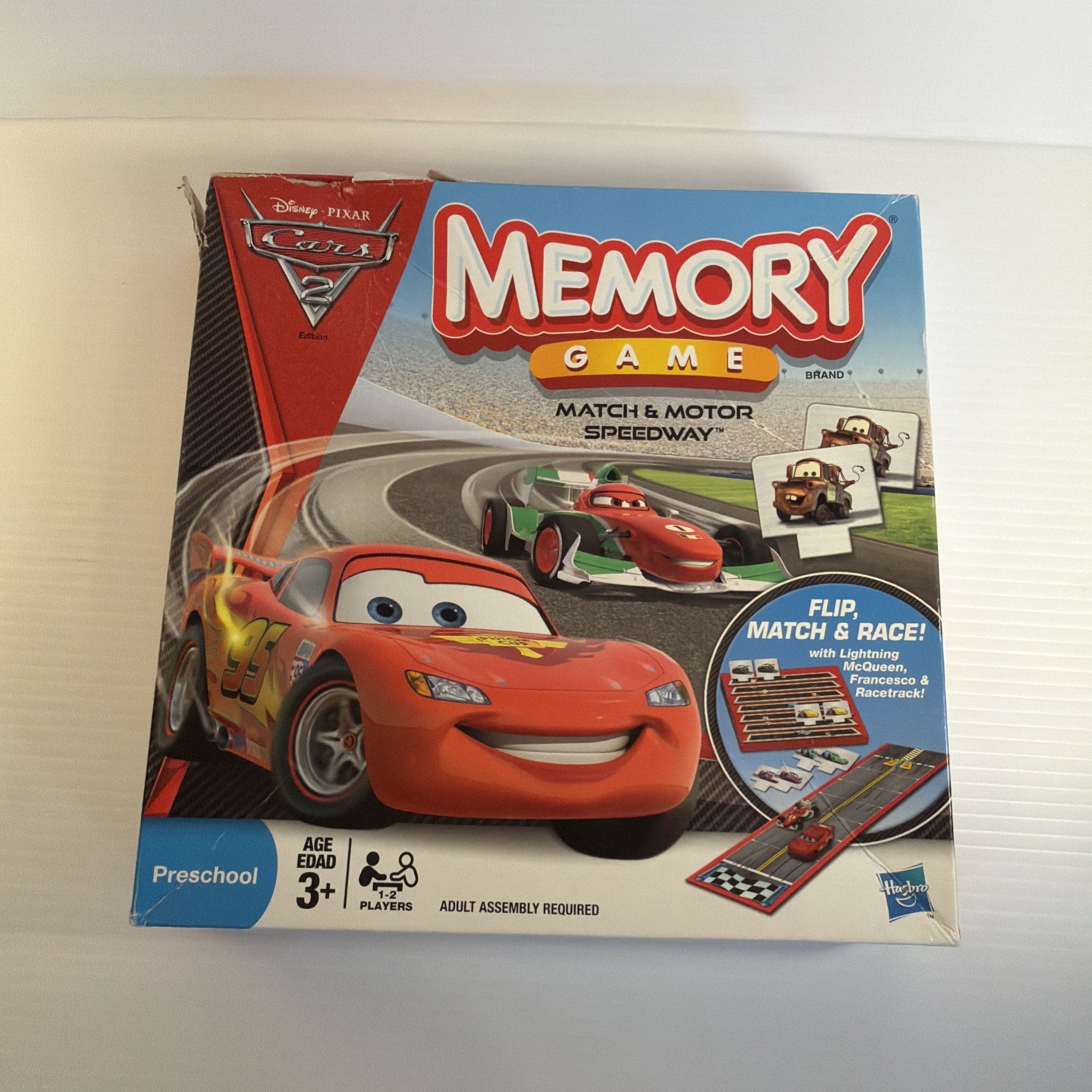 Hasbro Disney Pixar Cars 2 Edition Memory Game Match & Motor Speedway Complete