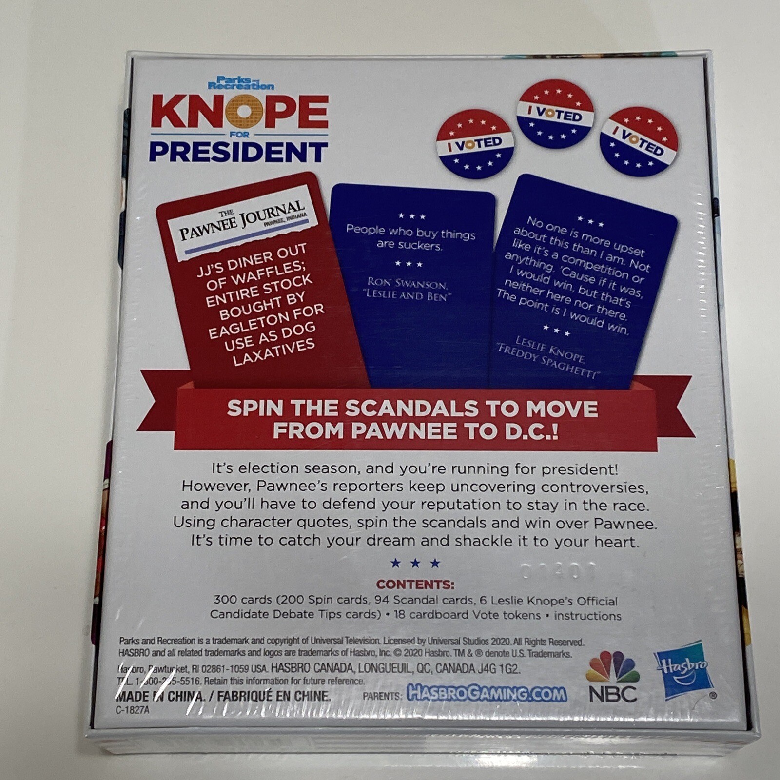 NEW Hasbro Parks & Recreation Party Card Game KNOPE For President 2020