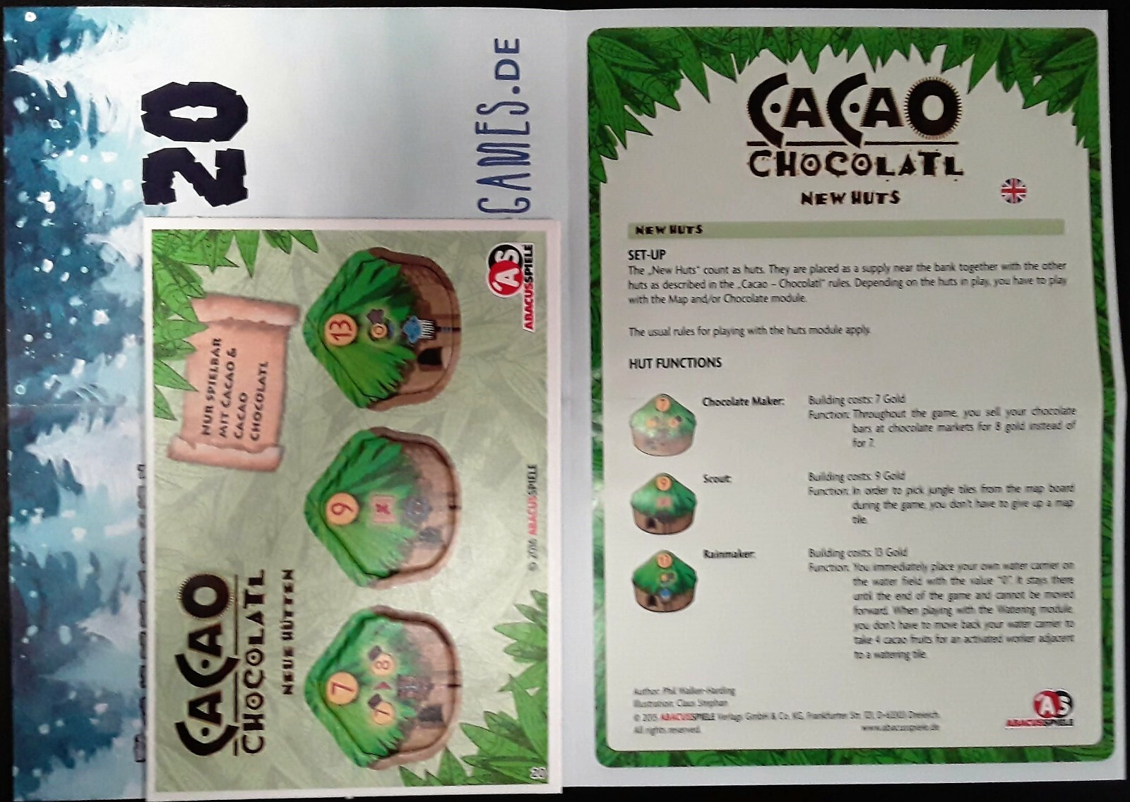 2016 ADVENT Calendar Promo 20: CACAO CHOCOLATL NEW HUTS Brettspiel NEW Game